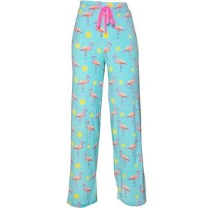 10/$25🦋 Amanda Blu Miami Light Blue & Pink Flamingo Print Pajama Pants - Large